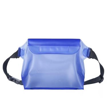 Imagem de Mochila IPX8 à prova d'água de grande capacidade tridimensional para natação na praia ao ar livre, Azul transparente, 200mm x 170mm x 80mm, Bolsa de cintura à prova d'água
