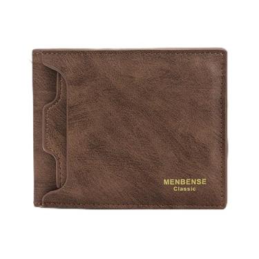 Imagem de Carteira masculina dobrável, 2 em 1, um porta-cartão removível e carteira fina de poliuretano com 8 compartimentos para cartão, 2 compartimentos para identidade, 2 compartimentos para dinheiro, 1