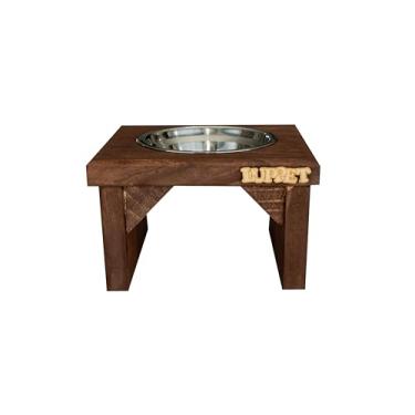 Imagem de Luppet Comedouro Individual para Cães e gatos Toronto Elevado e com potes de Inox M - marrom