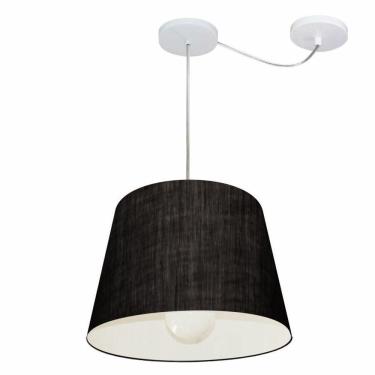 Imagem de Lustre Pendente Cone Com Desvio De Centro Vivare Md-4274 Cúpula Em Tecido 30x40cm - Bivolt Preto 127/220v