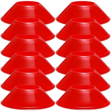Imagem de wlilupah 12 Pçs Mini Cones de Futebol para Agilidade Esportiva Disco Cones Treinamento para Exercícios de Agilidade Esportes Futebol Basquete Futebol Basquetebol Exercícios (Vermelho)