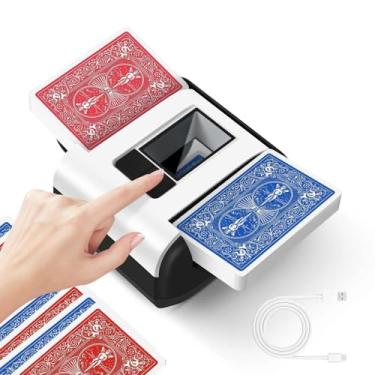 Imagem de YOOUT Baralhador de cartas silencioso e recarregável, embaralhador elétrico automático de 2000 MAh para jogos de cartas de cassino, pôquer, fase 10, Blackjack, Texas Hold'em, jogos de cartas em casa