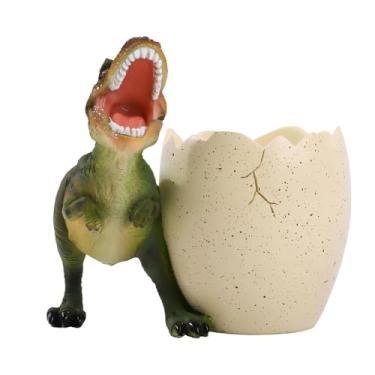 Imagem de MotiveTech Porta-canetas de dinossauro, porta-lápis, presente elegante para homens e mulheres, organizador de pincéis de maquiagem, organizador de mesa para, Verde