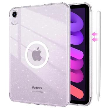Imagem de DUEDUE Capa magnética para iPad mini 7 2024 (A17 Pro)/iPad mini 6 2021, capa magnética, iPad mini 7ª/6ª geração com glitter, antiamarelamento, brilhante, capa transparente para iPad mini 7/Mini 6