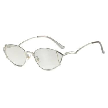 Imagem de JRLLFD Óculos de sol punk com armação de metal, luxuoso, masculino, para dirigir, UV400 (prata)