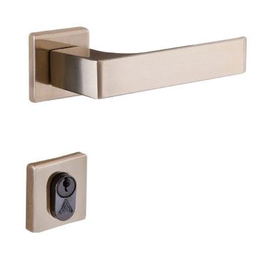 Imagem de Fechadura Entrada Reta Roseta 6cm Latonado Quadratta Aliança