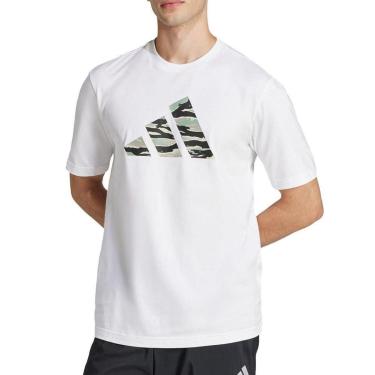 Imagem de Camiseta Masculina Adidas MC Logo Camuflada Branca - JI6770-Masculino