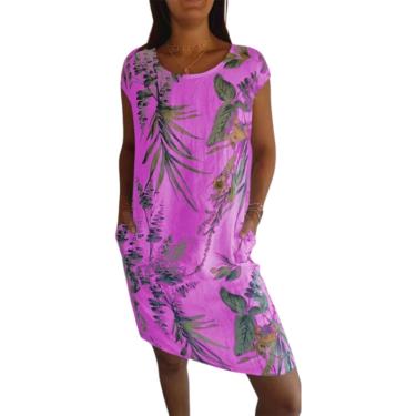 Imagem de Vestidos Needream, Vestido Feminino Estampado Em Algodão E Linho Com Gola Redonda E Bolso, Shape-g, M