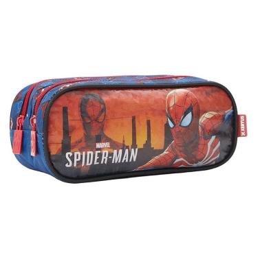 Imagem de Estojo Escolar Infantil Duplo Spider Man 13355 Azul - Xeryus