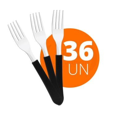 Imagem de Kit - 36 Garfos De Mesa Leme Com Lâmina Em Aço Inox Cabo Preto Gpbag - Tramontina