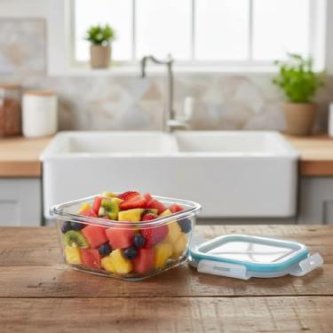 Imagem de Pote de Vidro Hermético Quadrado 520ml com Tampa Plástica Vedação Total | Freezer, Micro-ondas e Lava-louças | Ideal para Armazenar Alimentos, Marmita ou Organização | Transparente 12x12x6cm