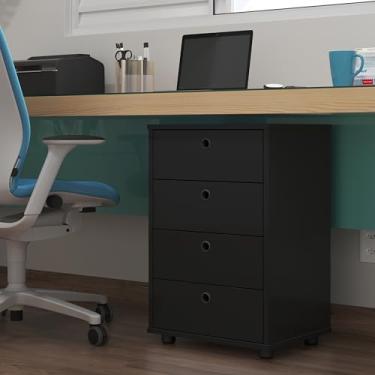 Imagem de Gaveteiro Mesa de Cabeceira Classic/Organizador/Escritório/Home Office/Quarto/Decoração Com 4 Gavetas (PRETO)