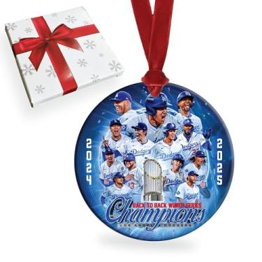Imagem de Enfeite de Natal Los Angeles World Series Champions 2025 - Enfeite de beisebol do campeonato LA com caixa de presente (2025 World Series - Team)