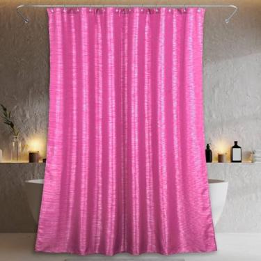 Imagem de Cortina de chuveiro rosa choque com glitter – Cortina de banheiro de tecido acetinado metálico cintilante de luxo para decoração de banheiro de dia dos namorados glamouroso – acessórios femininos