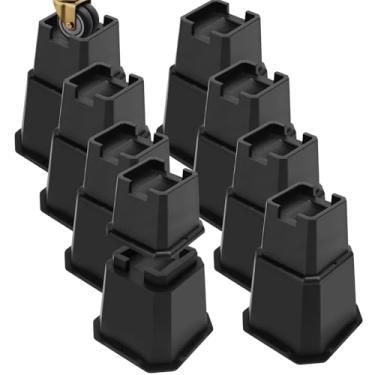 Imagem de MCXYEM Elevação ajustável para móveis de cama elevações em alturas elevações resistentes para postes e rodas de móveis sofá-cama mesa de sofá (preto pacote com 8, 20 polegadas)