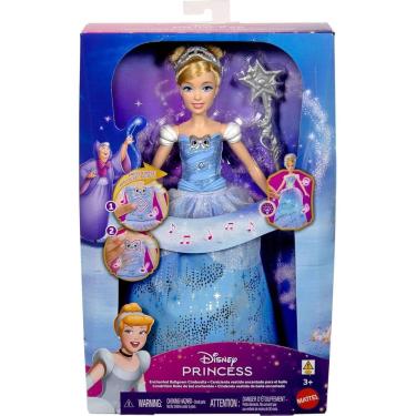 Imagem de Boneca Cinderela Disney Vestido Com Luz e Som Mattel - JBF94