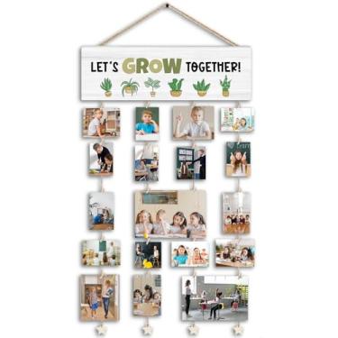 Imagem de Dilemat Porta-retratos para decoração de sala de aula, presentes motivacionais de afirmação positiva, para pendurar fotos, Let's Grow Together, sala de aula, suporte para pendurar na parede