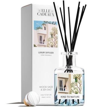 Imagem de Elle Cadeaux - Difusor de palheta de óleo de sálvia e sal marinho | Óleos essenciais de fragrância doméstica de longa duração | Difusores de palheta para casa, quarto e banheiro | Presente de