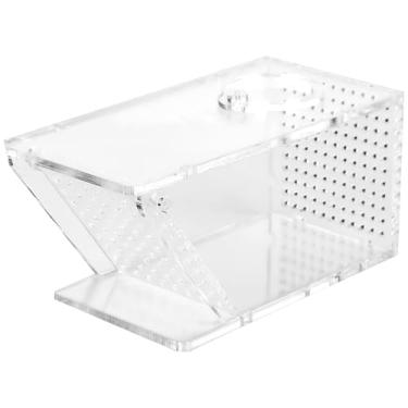 Imagem de Chewtoyo Armadilha acrílica para peixes e caranguejos com porta unidirecional transparente para aquários, 12 x 6 x 6 cm, protege pequenos peixes e camarões