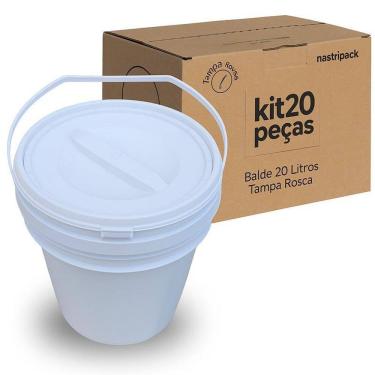 Imagem de Balde Para Papinha 20L Tampa De Rosquear - Kit 20 Pçs