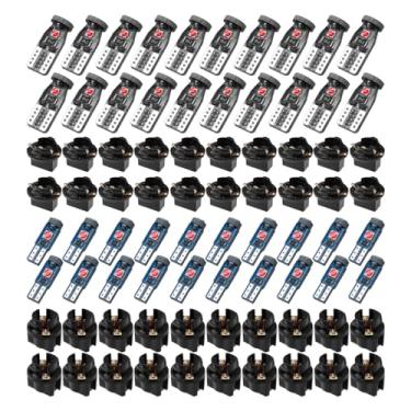 Imagem de Tuxihapp Lâmpada LED de painel de carro T5 T10 de 40 peças, luzes de cúpula automotiva com soquete giratório, lâmpada de cluster de instrumentos automotivos, lâmpada de substituição de mapa interior