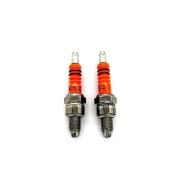 Imagem de 1 peça 2 peças 4 peças Vela de Ignição de 3 Eletrodos para Motocicleta A7tc Compatível com GY6 50cc 110cc 125cc 150CC ATV Scooter Moto de Trilha Go Kart (2 peças - A7TC)