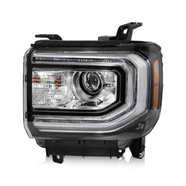 Imagem de LIWEDFG Conjunto de farol HID/Xenon com LED DRL compatível com GMC Sierra 1500 2016 2017 2018, capa cromada esquerda HID