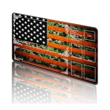 Imagem de TOEMZTFT Playmat for MTG, with Free Storage Bags,Game Mat 24 x 14 inches, TCG and Board Game Mat for Cards,Mousepad Desk Mats，American Flag Camo