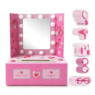 Imagem de TwoDays DIY Valentine’s Day Box for Kids - Valentine Classroom Mailbox with 40 Greeting Cards for Girls, Box Craft Kit for School Party Gift Exchange