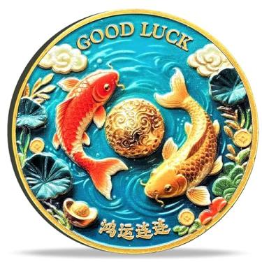Imagem de Koi Fish Lucky Coin - Symbol of Prosperity & Fortune, Lottery Ticket Scratcher Tool, Good Luck Charm Challenge Coin