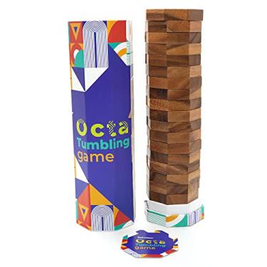 Imagem de BSIRI Tumbling Tower Board Games - Ideal for Drinking Games, Camping Games, Party Games for Adults and Outdoor Games for Adults and Family. (Octa Tumbling Tower Game)