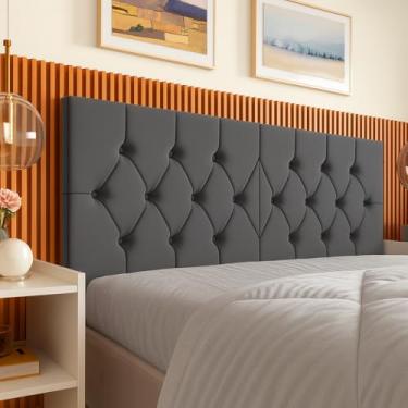 Imagem de Cabeceira Estofada Capitonê para Cama Box Casal 140cm em Suede – Cabeceira Suspensa Decorativa(CINZA)