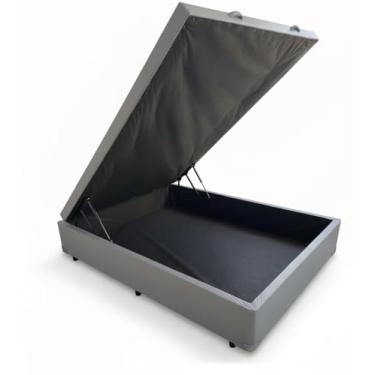 Imagem de Cama Box Baú Casal Blindado Diversas Cores - (138x188x42) (Corino Cinza)