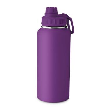 Imagem de Garrafa Térmica Premium, Aço Inox, 960ml, Parede Dupla Isolada a Vácuo, Tampa Rosqueável, Conservação 4h Frio/3h Quente, Alça Ergonômica, Múltiplas Cores (Roxo)