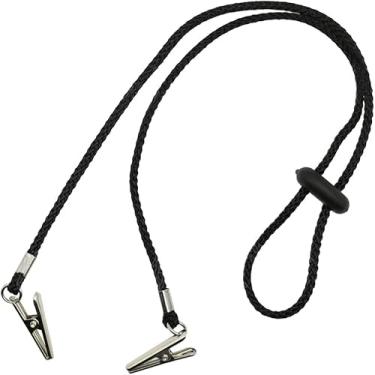 Imagem de Clipe de guardanapo ajustável preto, clipes de suporte de babador ajustáveis Suportes de guardanapo, corrente de pescoço para porta-guardanapos adultos acessórios de cozinha