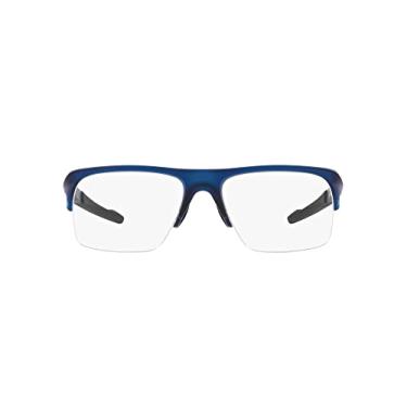 Imagem de Oakley Armação retangular masculina Ox8061 Plazlink para óculos de grau, Lente azul translúcida fosco/Demo, 56 mm