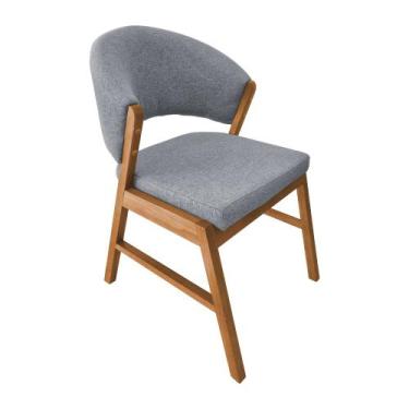 Imagem de Cadeira de Jantar Madeira Maciça Cerejeira Premium Débora Linho Cinza 