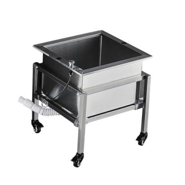 Imagem de TRGCJGH Pia móvel de esfregão de chão, pia utilitária de lavanderia com rodas, balde de esfregão utilitário de aço inoxidável, para lavanderia, porão ou oficina de garagem (48 cm/18,8 pol.)