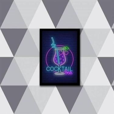 Imagem de Quadro Copo Cocktail Bar Simulando Neon 33X24 Moldura Preta - Quadros 