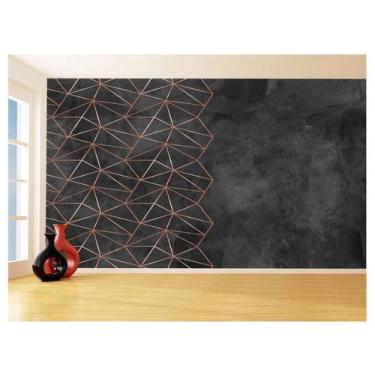 Imagem de Papel De Parede 3D Concreto Linhas Dourado Rose 3,5M Kkt255 - Você Dec