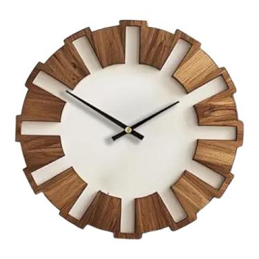 Imagem de Wswqop Relógio de Madeira, Silencioso, Estilo Rústico, Relógio de Parede com Mecanismo Silencioso, Adequado para Quartos de Hotel, Quartos, Salas de Estar E, 40cm