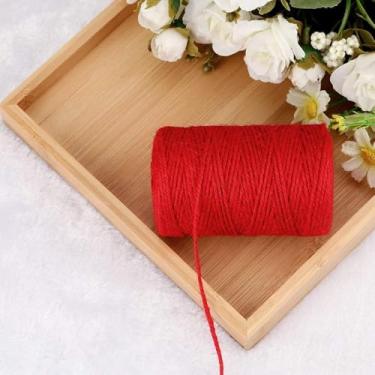 Imagem de Cordão de jardim, corda de fibra de 328 metros para artesanato DIY, laços multifuncionais para embrulho de presente, jardinagem e decoração de casa, vermelho