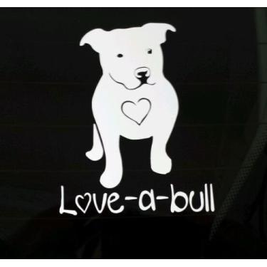 Imagem de Adesivo decalque de vinil I Love My Pitbull Dog iPad janela carro Love-a-bull Pit Bull, decalque de vinil cortado para janelas, carros, caminhões, caixas de ferramentas, laptops, MacBook - praticamente qualquer superfície dura e lisa