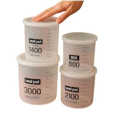 Imagem de Kit Potes Herméticos Plástico Multiuso,Potes e Porta-Mantimentos, Jogos de Armazenamento e Organização de Cozinha Empilháveis e Transparentes - 4 peças