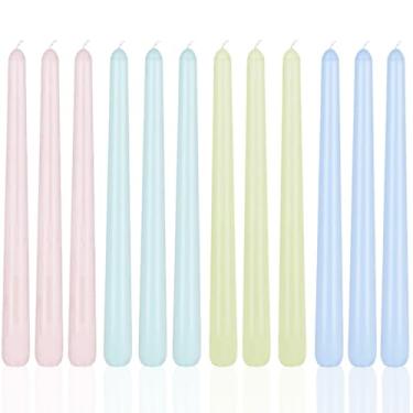 Imagem de Velas cônicas coloridas de 25,4 cm, sem gotejamento, sem cheiro, castiçal sem fumaça, longo, queima lenta, palitos de 8 horas de altura para jantares de Natal, pacote com 12