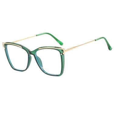 Imagem de Óculos de grau gatinho femininos com blocos de cores transparentes (5)