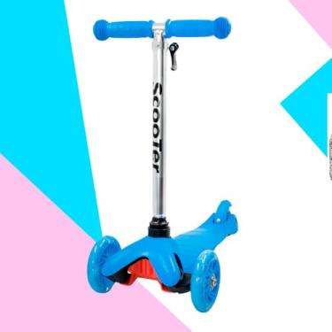 Imagem de Patinete Infantil Regulável 3 Rodas com LED, Guidão Ajustável em Alumínio, Rodas de Silicone, Suporta até 40kg, 75x55x22cm