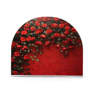 Imagem de Qilmy Porta-guardanapos rosa vermelha do dia dos namorados para mesas - porta-guardanapos para cozinha, porta-guardanapos de mesa, porta-guardanapos de coquetel, porta-guardanapos moderno, guardanapos