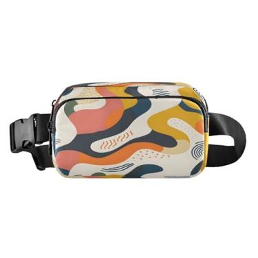 Imagem de CEBUGI Pochetes de caminhada para homens e mulheres, fundo abstrato, moderno, resistente à água, com cinto ajustável para treino, viagem, corrida