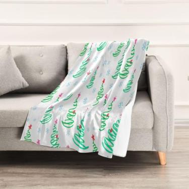 Imagem de Wassud Cobertores e mantas de Natal 152 x 228 cm, árvores de Natal, cobertor de linhas verdes para sofá, cadeira, decoração de casa